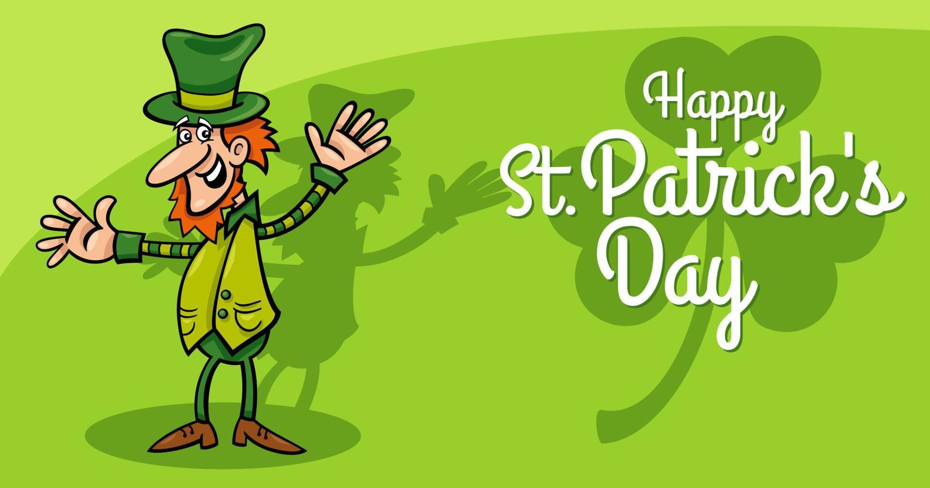 heilige Patrick dag ontwerp en tekenfilm elf van Ierse folklore met Klaver vector