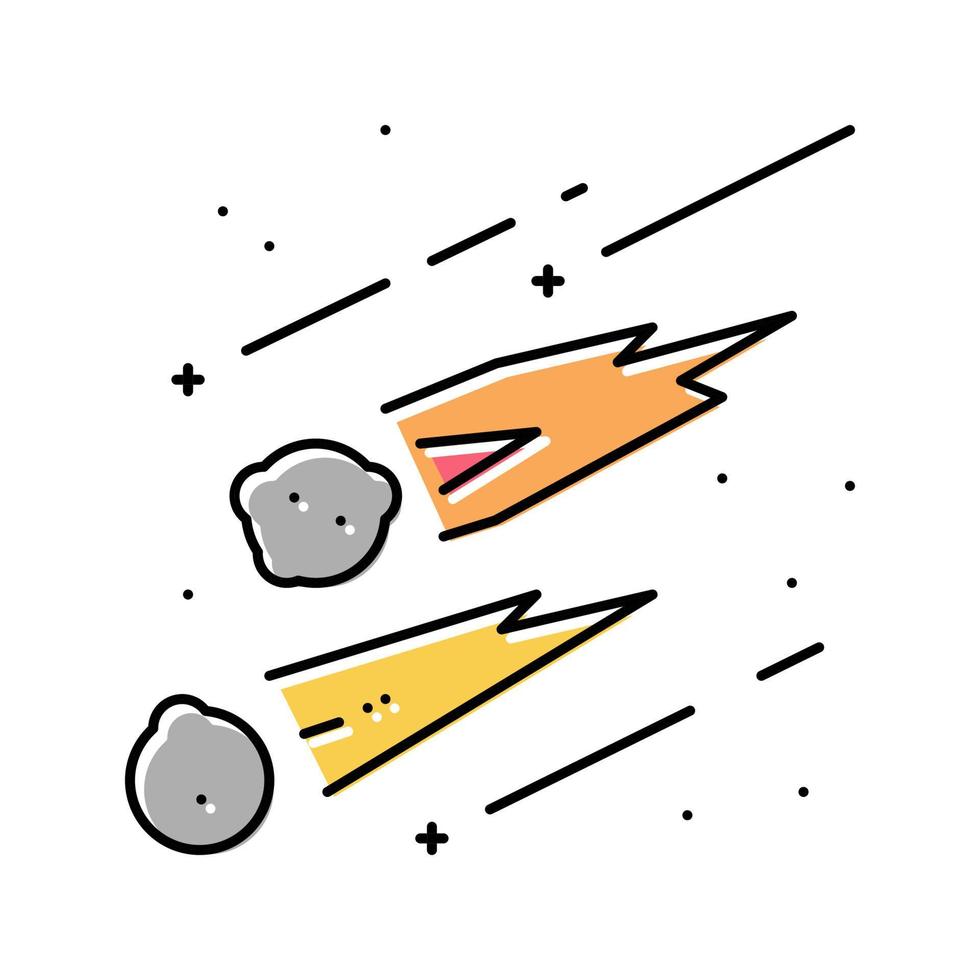 vallende meteoren kleur pictogram vector vlakke afbeelding