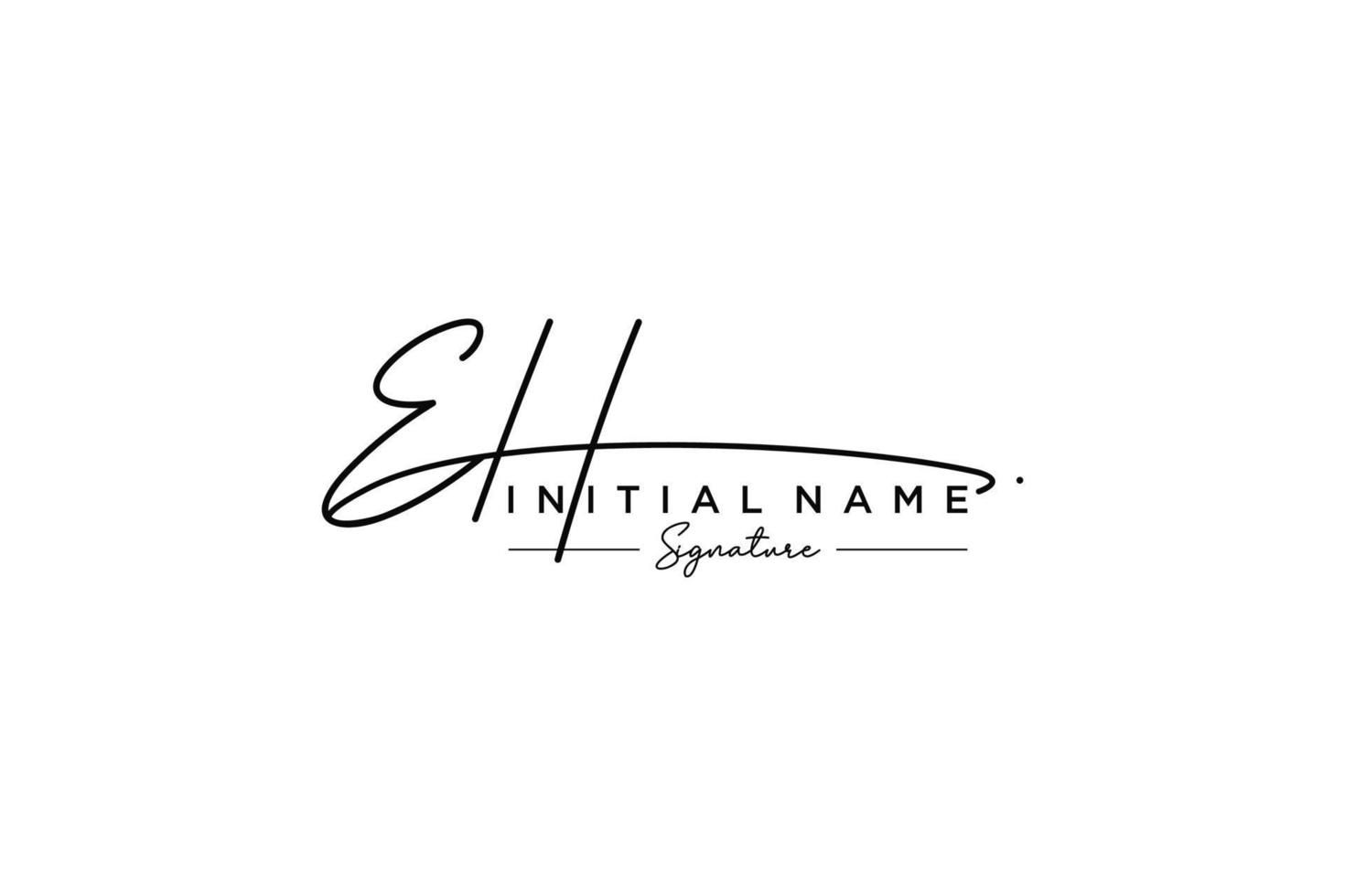 eerste eh handtekening logo sjabloon vector. hand- getrokken schoonschrift belettering vector illustratie.