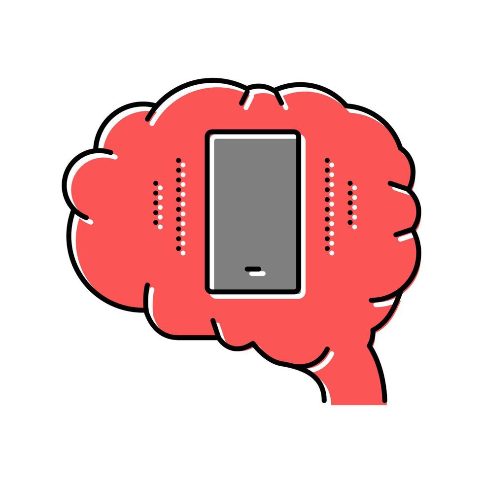 mobiele telefoon hersenen kleur pictogram vectorillustratie vector