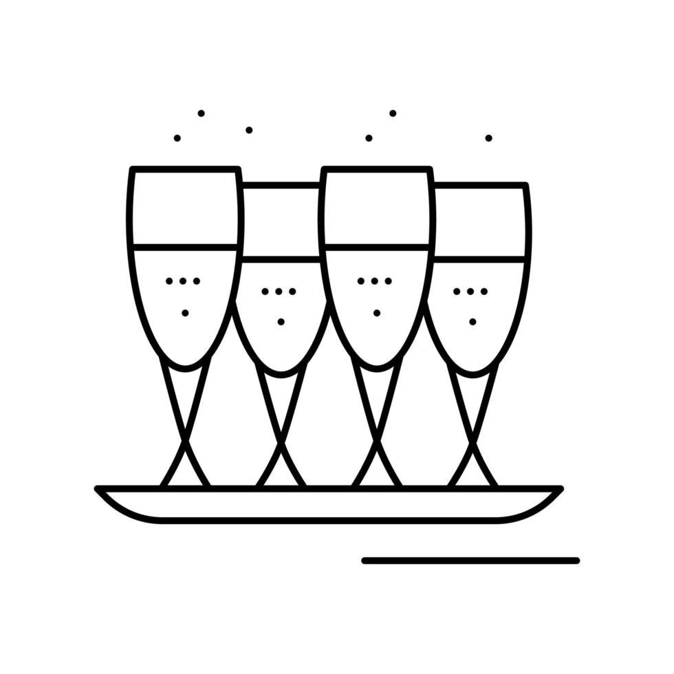 drink glazen op dienblad lijn pictogram vectorillustratie vector