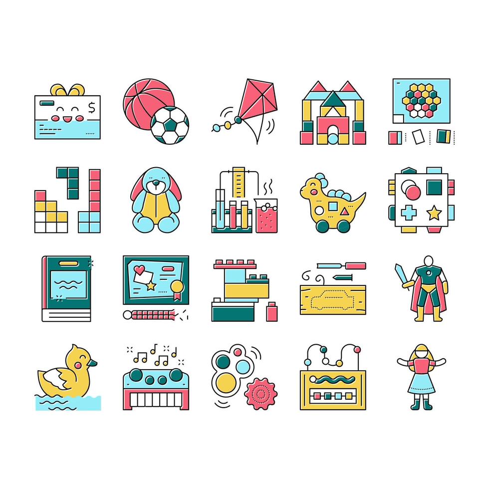 speelgoedwinkel verkoop product collectie iconen set vector