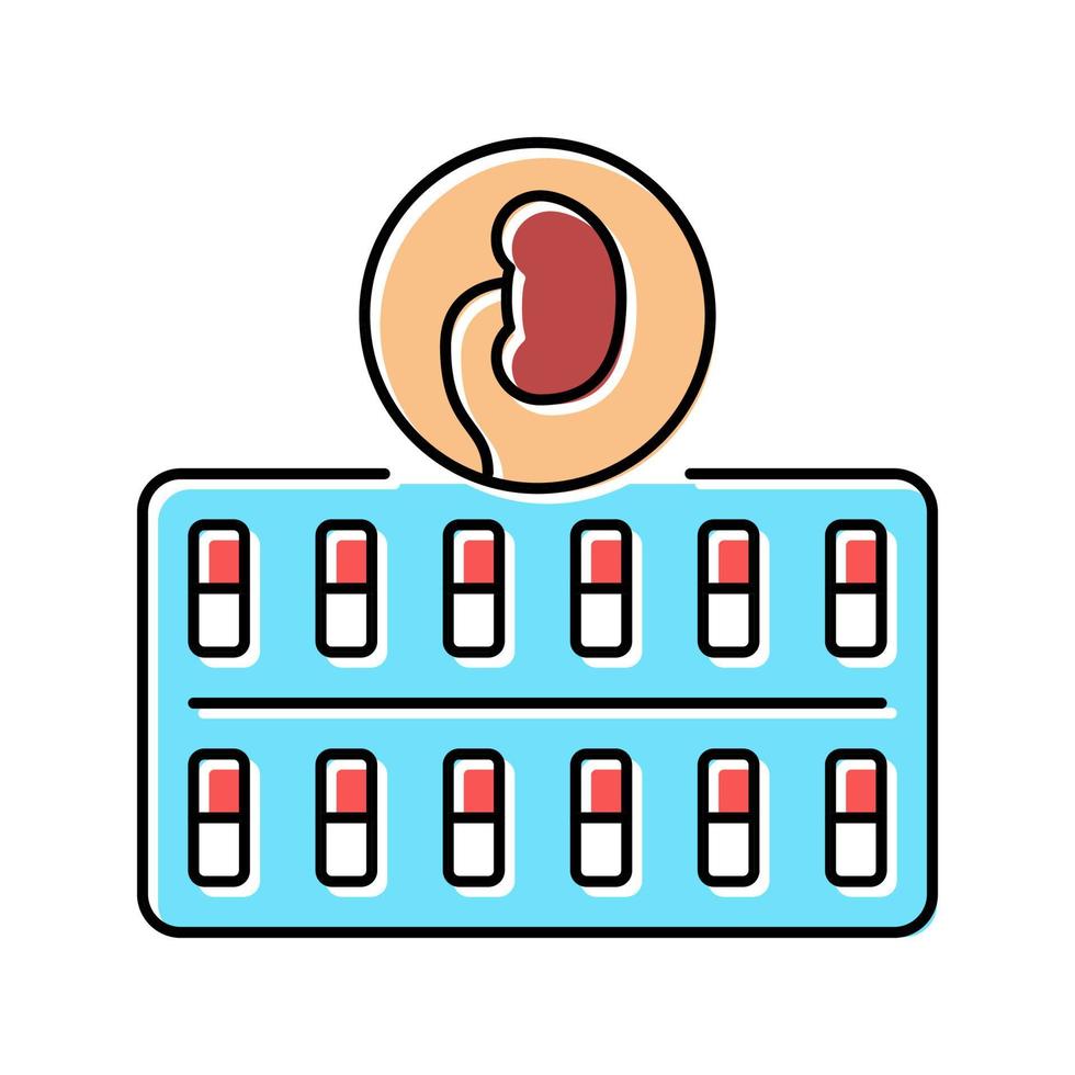 drugspakket voor nierbehandeling kleur pictogram vectorillustratie vector