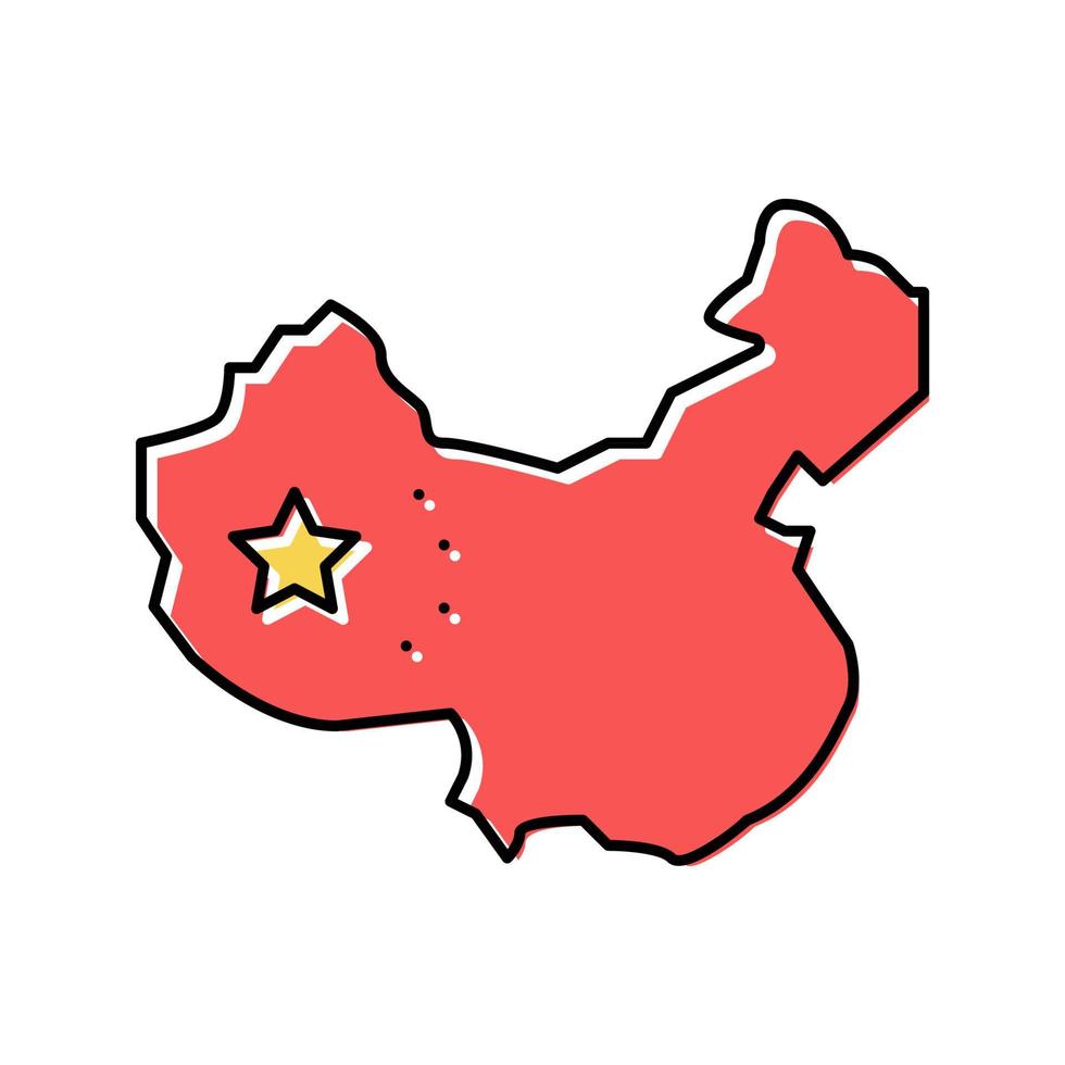 China land kaart vlag kleur icoon vector illustratie