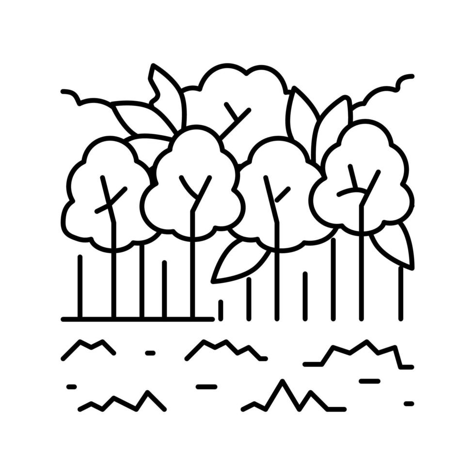 breedbladige bossen lijn pictogram vectorillustratie vector