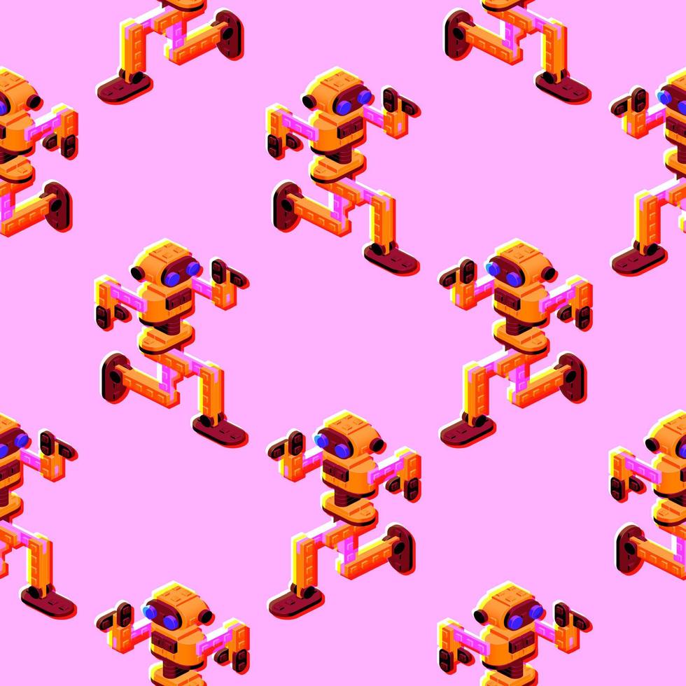 naadloos patroon van dansen robotten. vector clip art