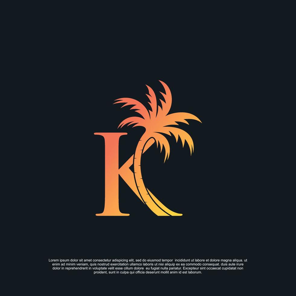 logo ontwerp met combinatie brief k palm logo premie vector
