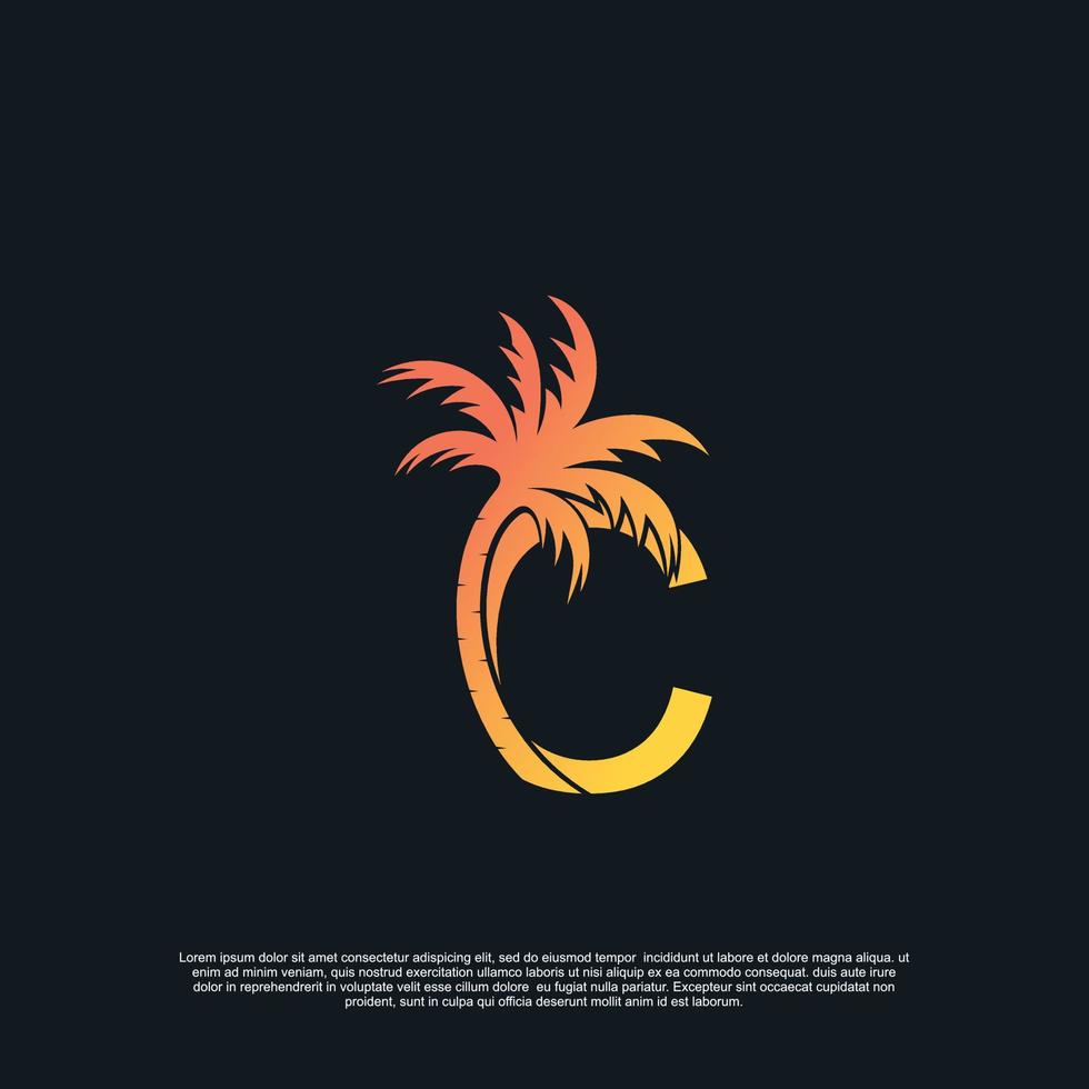 logo ontwerp met combinatie brief c palm logo premie vector