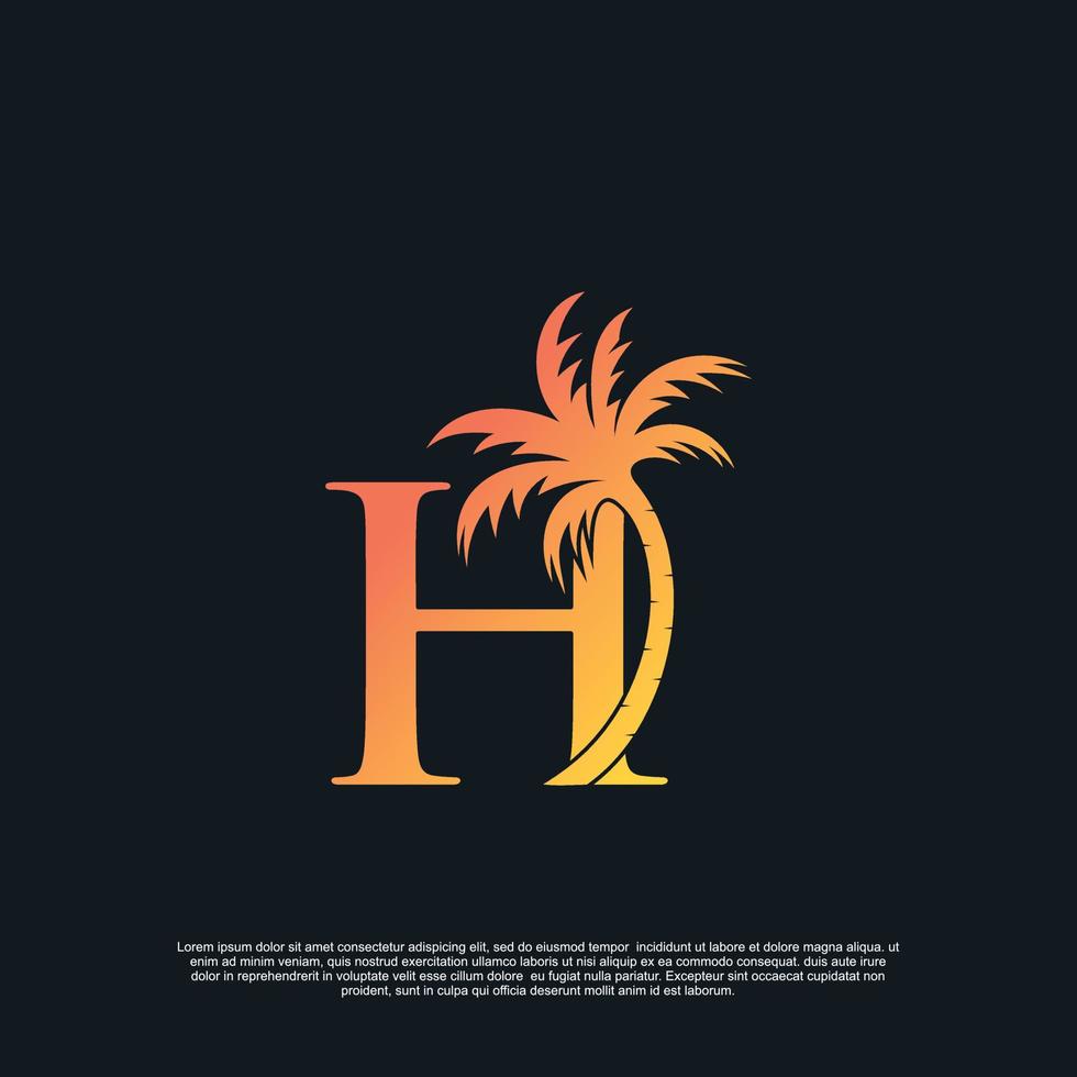 logo ontwerp met combinatie brief h palm logo premie vector