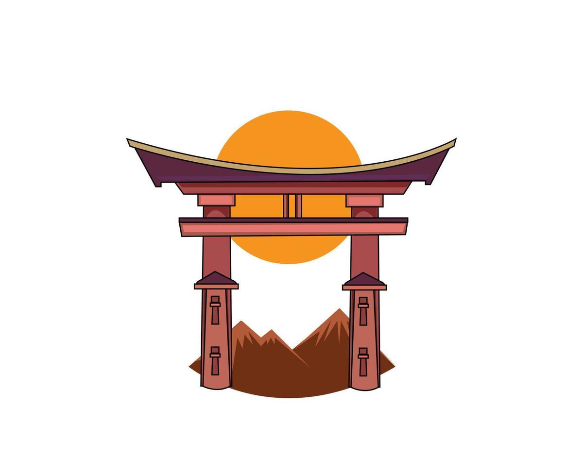 Japans poort torii geïsoleerd Aan wit achtergrond. vector