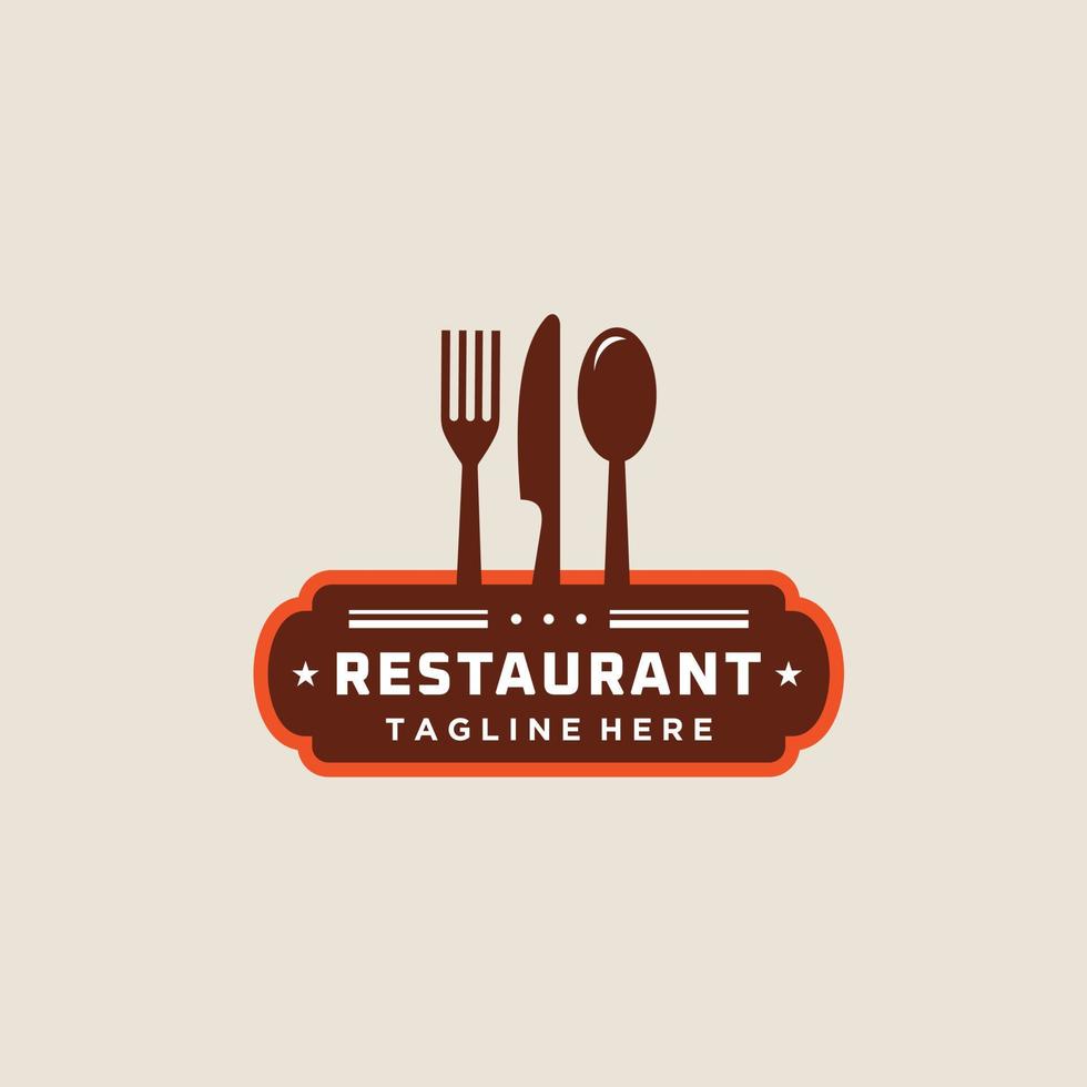 voedsel chef koken met vork lepel mes keuken restaurant cafe wijnoogst logo ontwerp icoon vector sjabloon