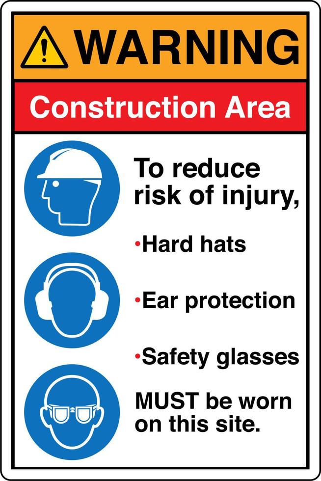 veiligheid teken markering etiket symbool pictogram normen waarschuwing bouw Oppervlakte oor bescherming veiligheid bril moeilijk hoeden moet worden versleten Aan deze plaats vector