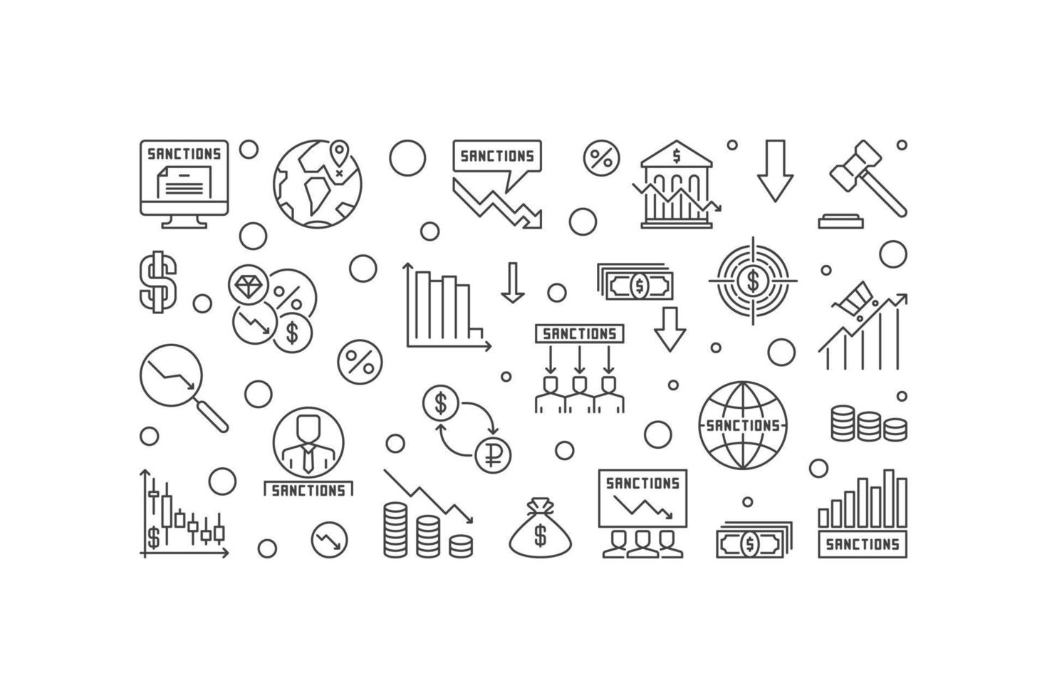 sancties horizontaal spandoek. politiek sancties vector lineair illustratie