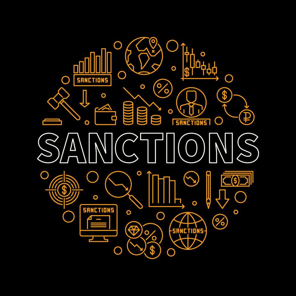 sancties ronde banier - reclame sancties concept lineair illustratie vector