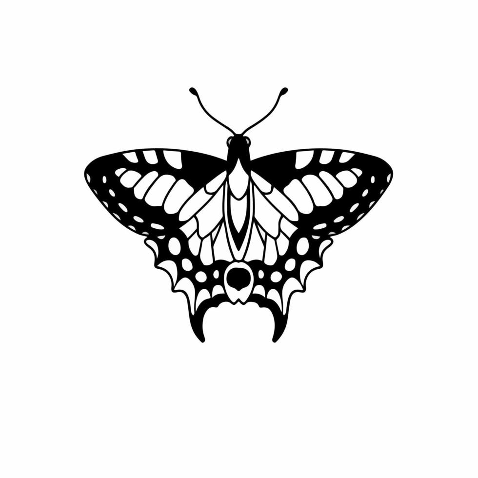 vlinder logo symbool. stencil ontwerp. dier tatoeëren vector illustratie.