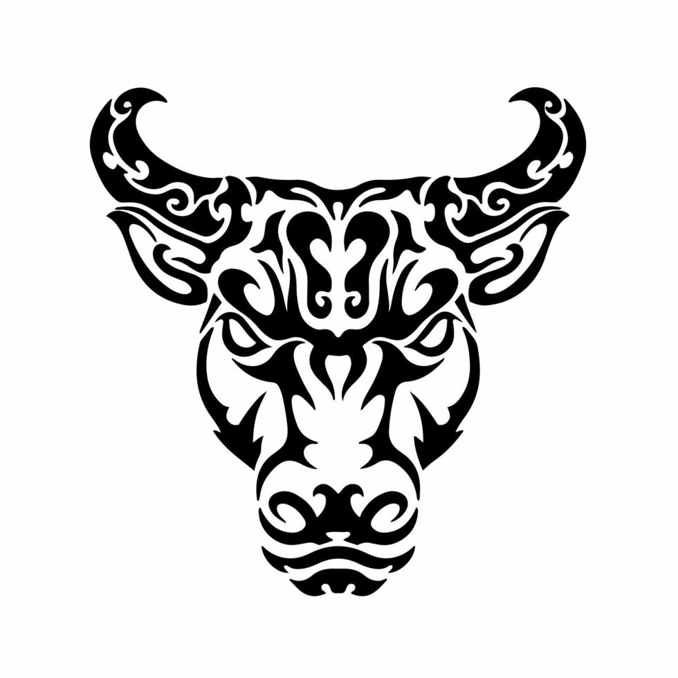 tribal stier hoofd logo. tatoeëren ontwerp. dier stencil vector illustratie