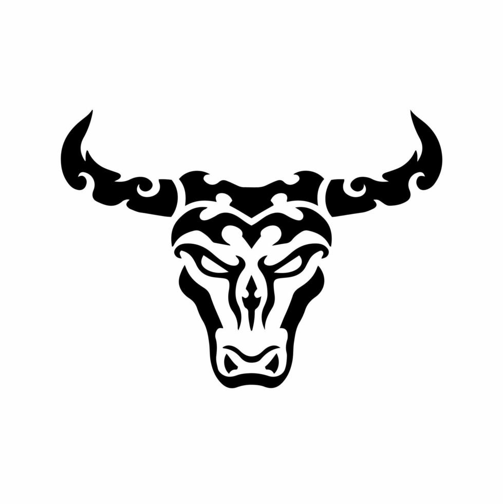 tribal stier hoofd logo. tatoeëren ontwerp. dier stencil vector illustratie