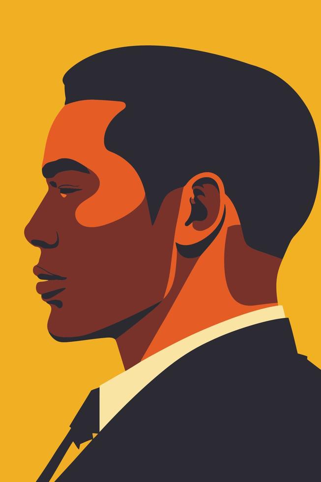 profiel van een Afrikaanse Amerikaans Mens. vector illustratie in vlak stijl.