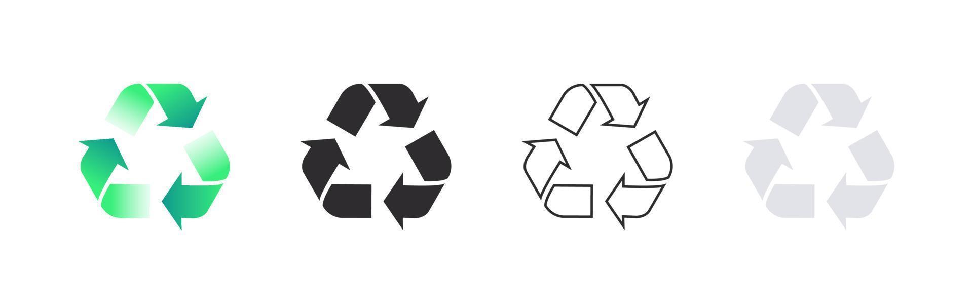 recycling pictogrammen concept. gerecycled materialen. verpakking en recyclen. vector illustratie