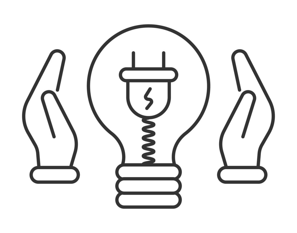 macht besparing icoon vector. lamp en stopcontact, draad binnen lamp. handen opslaan energie. . vector