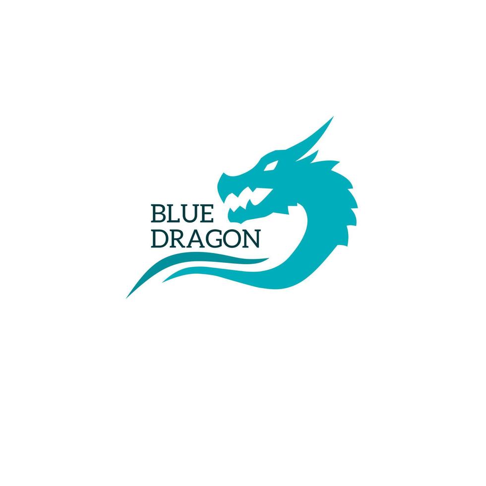 blauw draak hoofd logo sjabloon vector