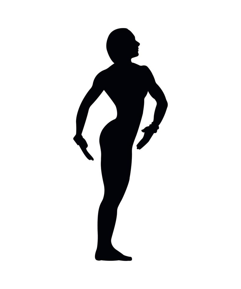 vector illustratie van zwart silhouetten van vrouw bodybuilder