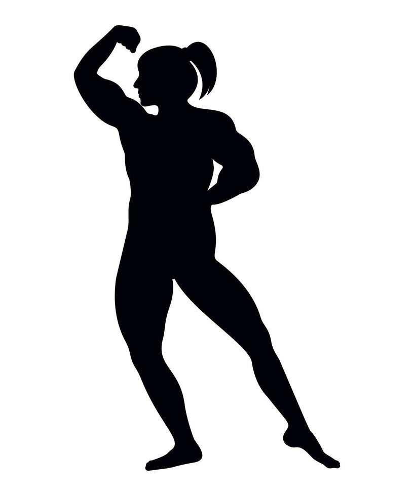 vector illustratie van zwart silhouetten van vrouw bodybuilder