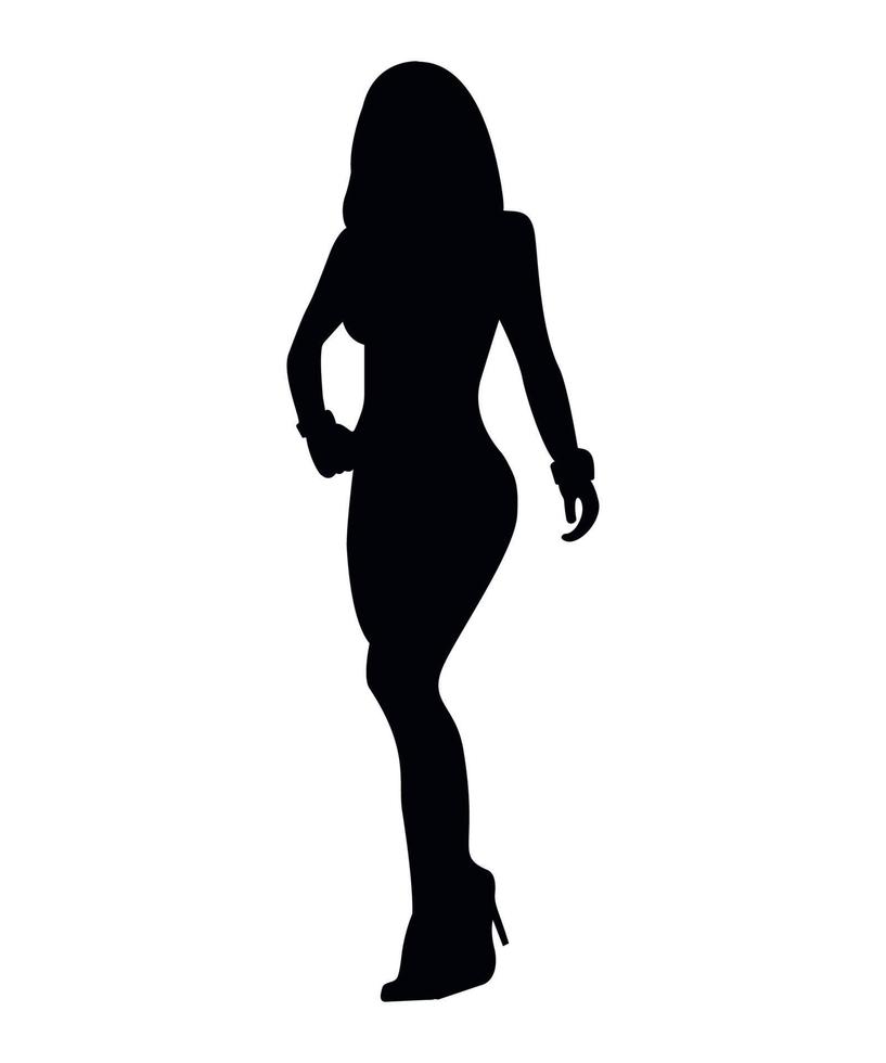 vector illustratie van zwart silhouetten van vrouw bodybuilder