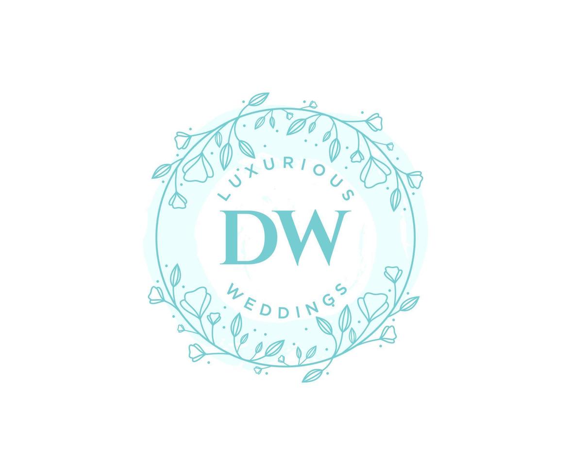 dw initialen brief bruiloft monogram logos sjabloon, hand- getrokken modern minimalistisch en bloemen Sjablonen voor uitnodiging kaarten, opslaan de datum, elegant identiteit. vector