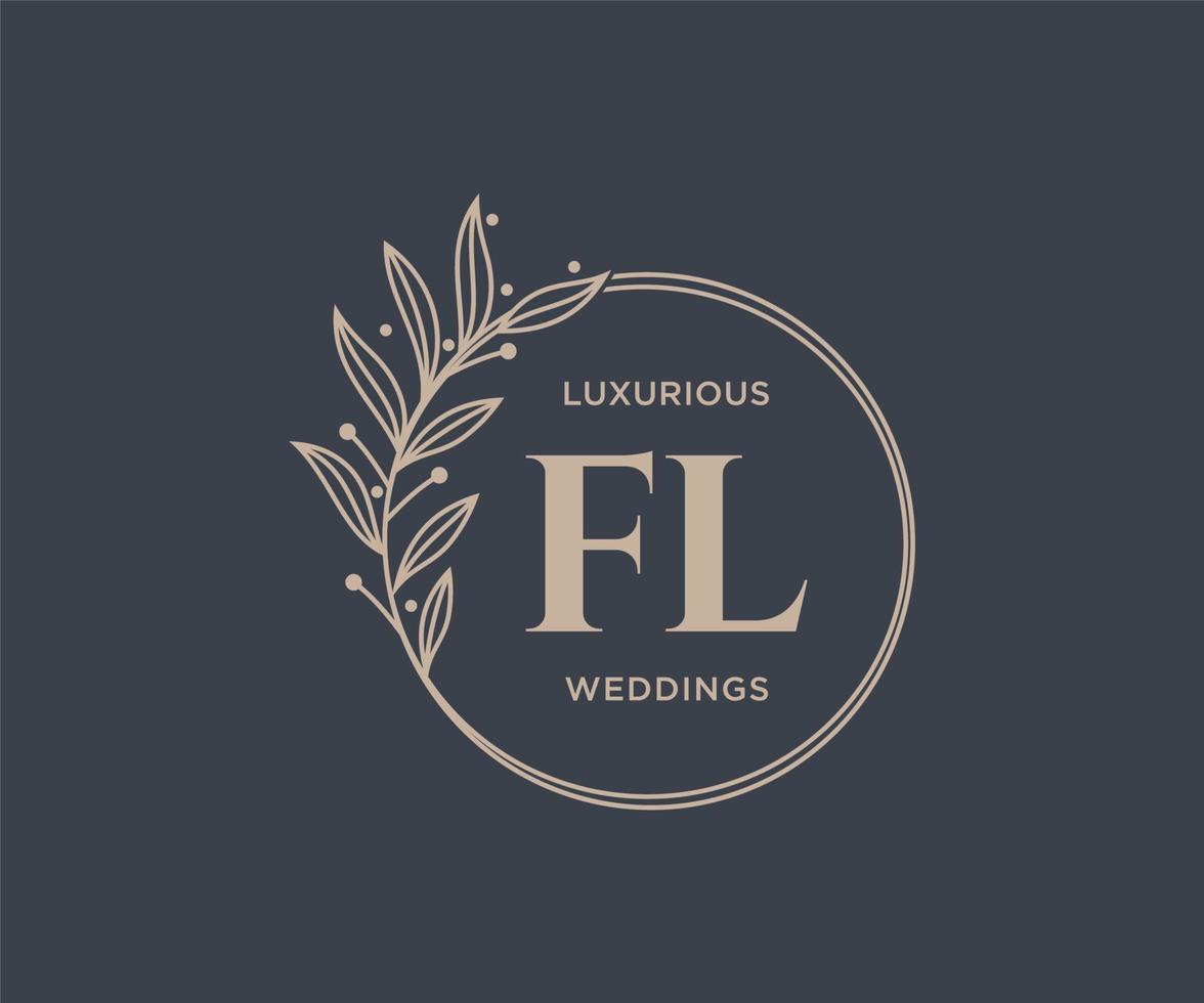 fl initialen brief bruiloft monogram logos sjabloon, hand- getrokken modern minimalistisch en bloemen Sjablonen voor uitnodiging kaarten, opslaan de datum, elegant identiteit. vector