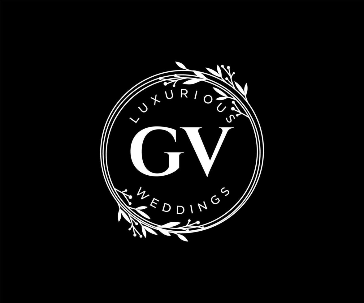 gv initialen brief bruiloft monogram logos sjabloon, hand- getrokken modern minimalistisch en bloemen Sjablonen voor uitnodiging kaarten, opslaan de datum, elegant identiteit. vector