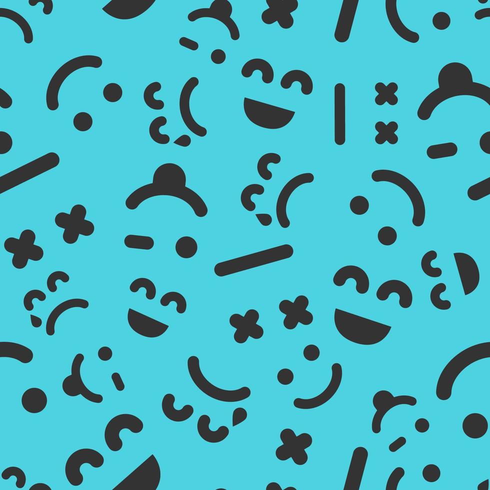tekenfilm gezichten met emoties. naadloos patroon met verschillend emoticons Aan blauw achtergrond. vector illustratie