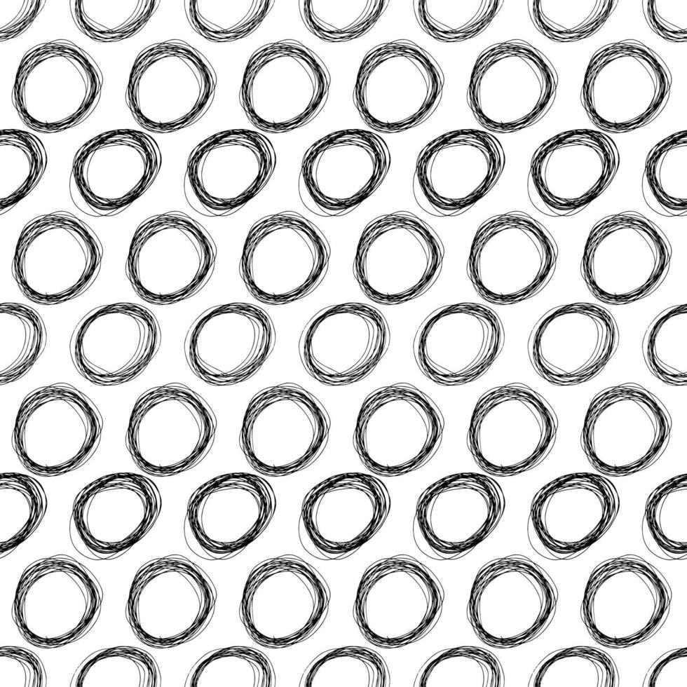 naadloos patroon met zwart schetsen hand- getrokken potlood kattebelletje Ovaal vorm Aan wit achtergrond. abstract grunge textuur. vector illustratie