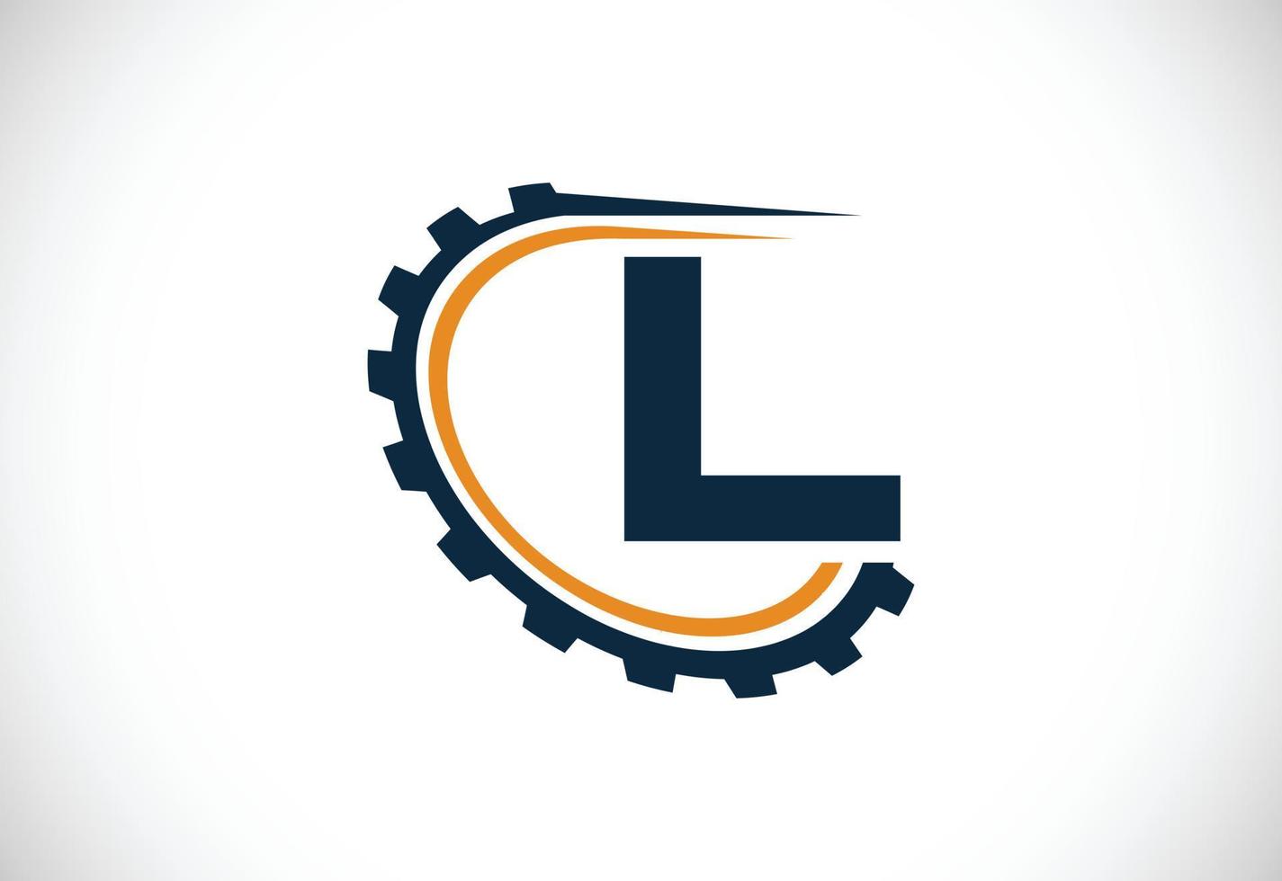 eerste l alfabet met een versnelling. uitrusting ingenieur logo ontwerp. logo voor auto, mechanisch, technologie, instelling, reparatie bedrijf, en bedrijf identiteit vector