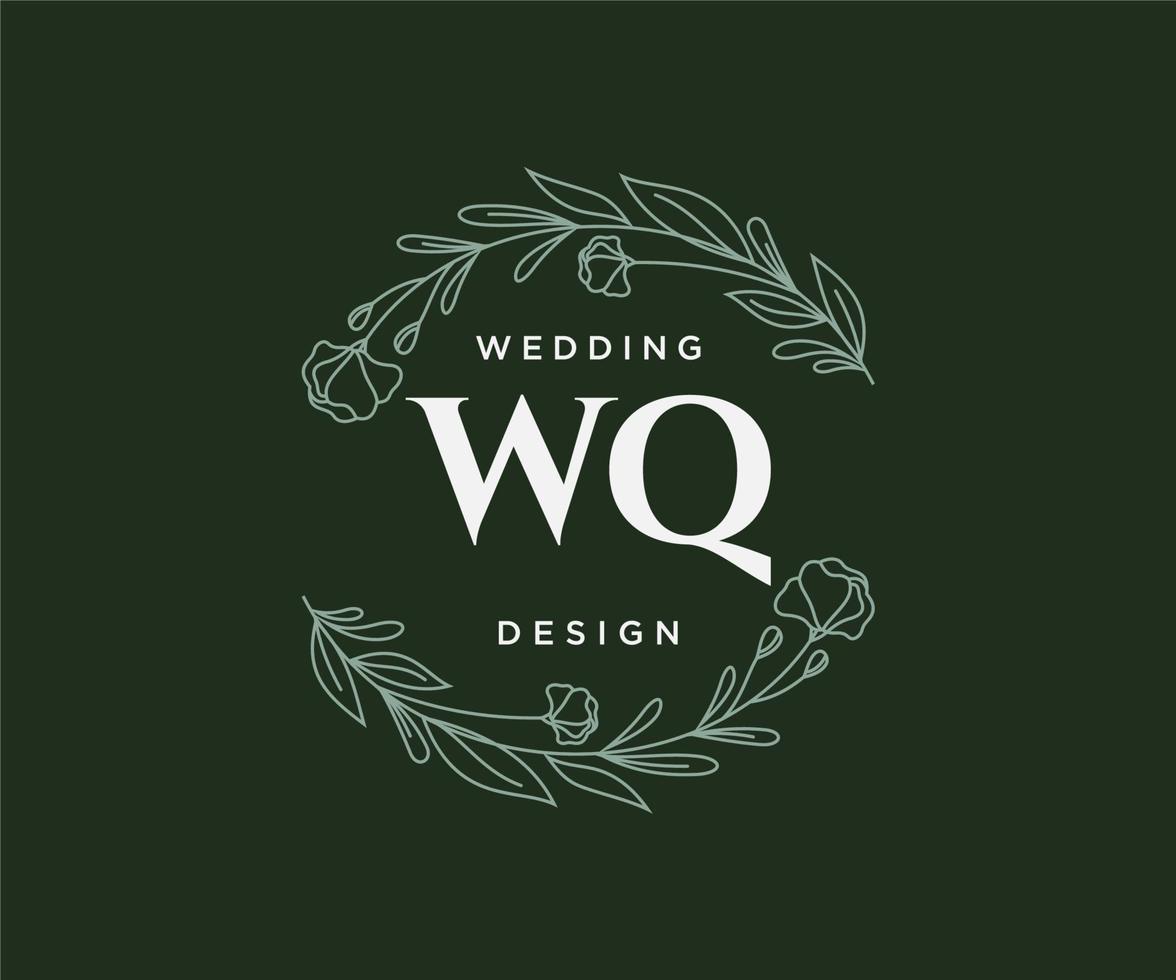 wq initialen brief bruiloft monogram logos verzameling, hand- getrokken modern minimalistisch en bloemen Sjablonen voor uitnodiging kaarten, opslaan de datum, elegant identiteit voor restaurant, boetiek, cafe in vector