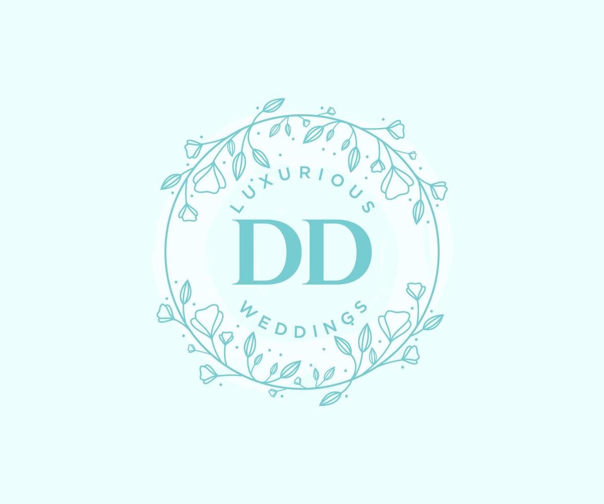 dd initialen brief bruiloft monogram logos sjabloon, hand- getrokken modern minimalistisch en bloemen Sjablonen voor uitnodiging kaarten, opslaan de datum, elegant identiteit. vector