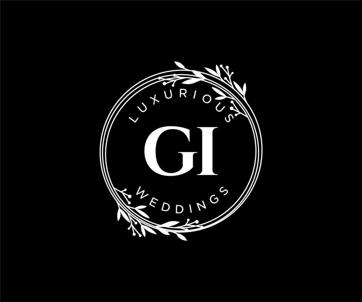 gi initialen brief bruiloft monogram logos sjabloon, hand- getrokken modern minimalistisch en bloemen Sjablonen voor uitnodiging kaarten, opslaan de datum, elegant identiteit. vector