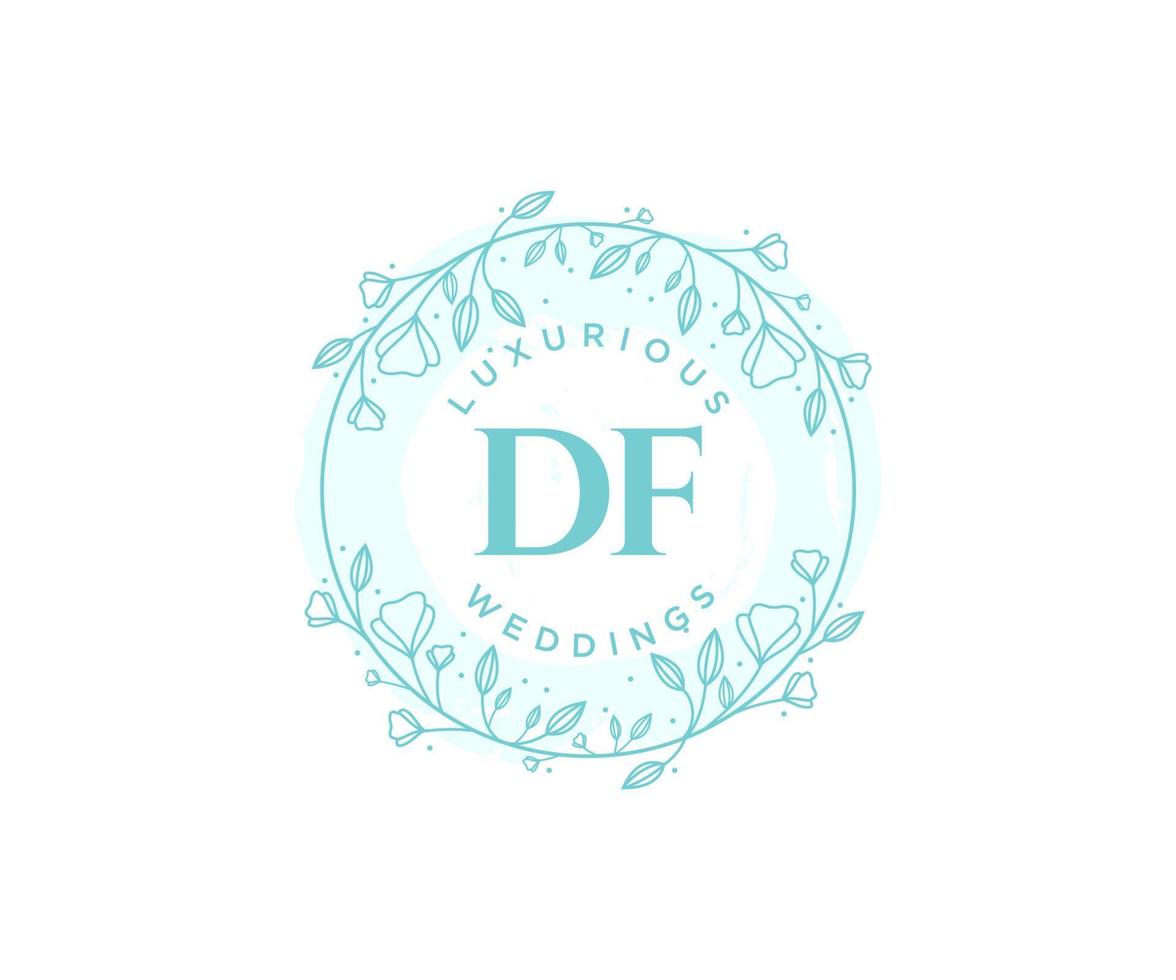 df initialen brief bruiloft monogram logos sjabloon, hand- getrokken modern minimalistisch en bloemen Sjablonen voor uitnodiging kaarten, opslaan de datum, elegant identiteit. vector