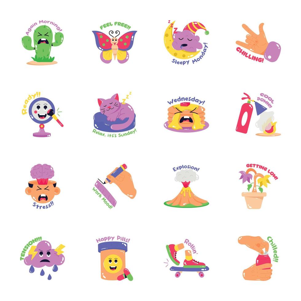 verzameling van schattig vlak stickers vector