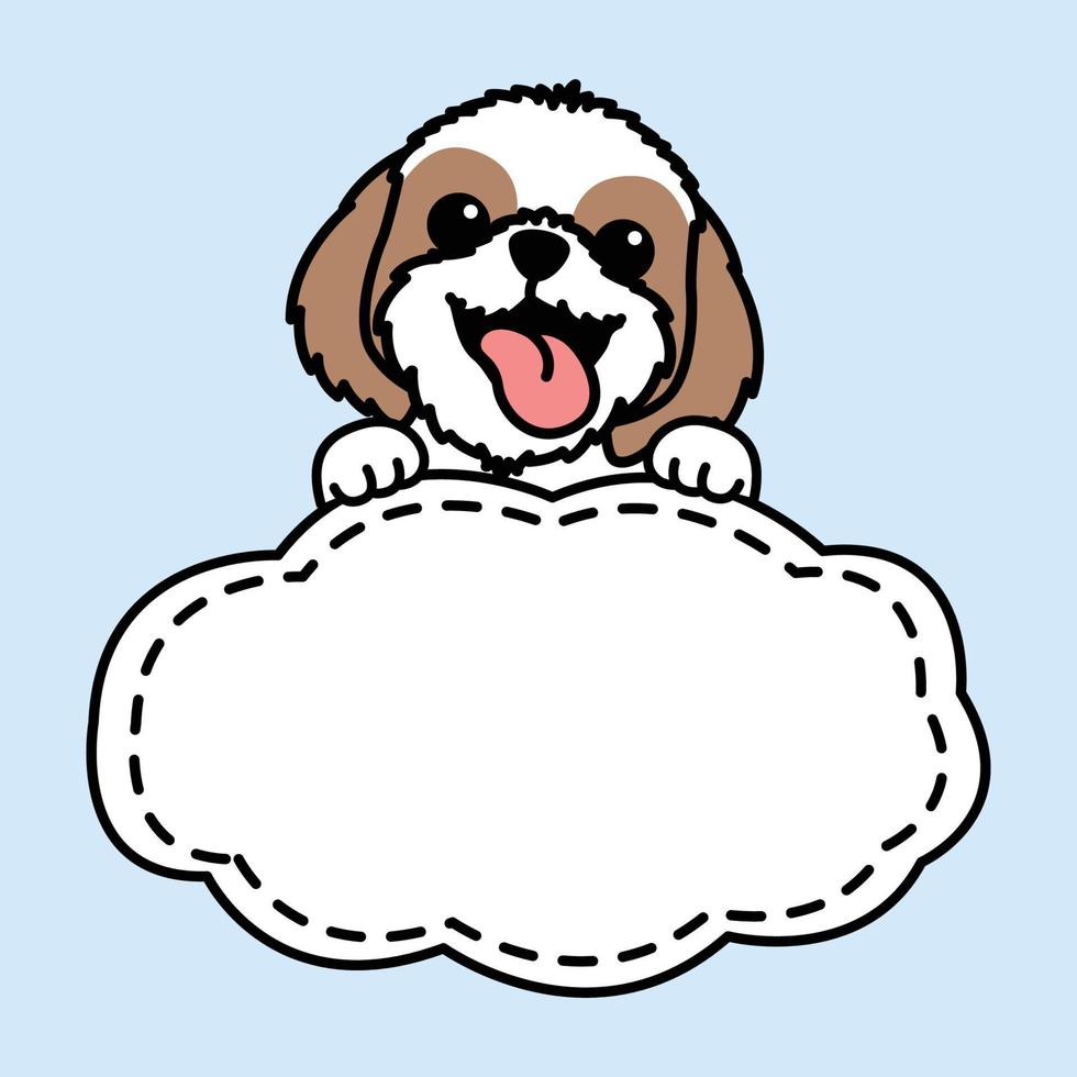 grappig shih tzu hond met kader grens sjabloon tekenfilm, vector illustratie