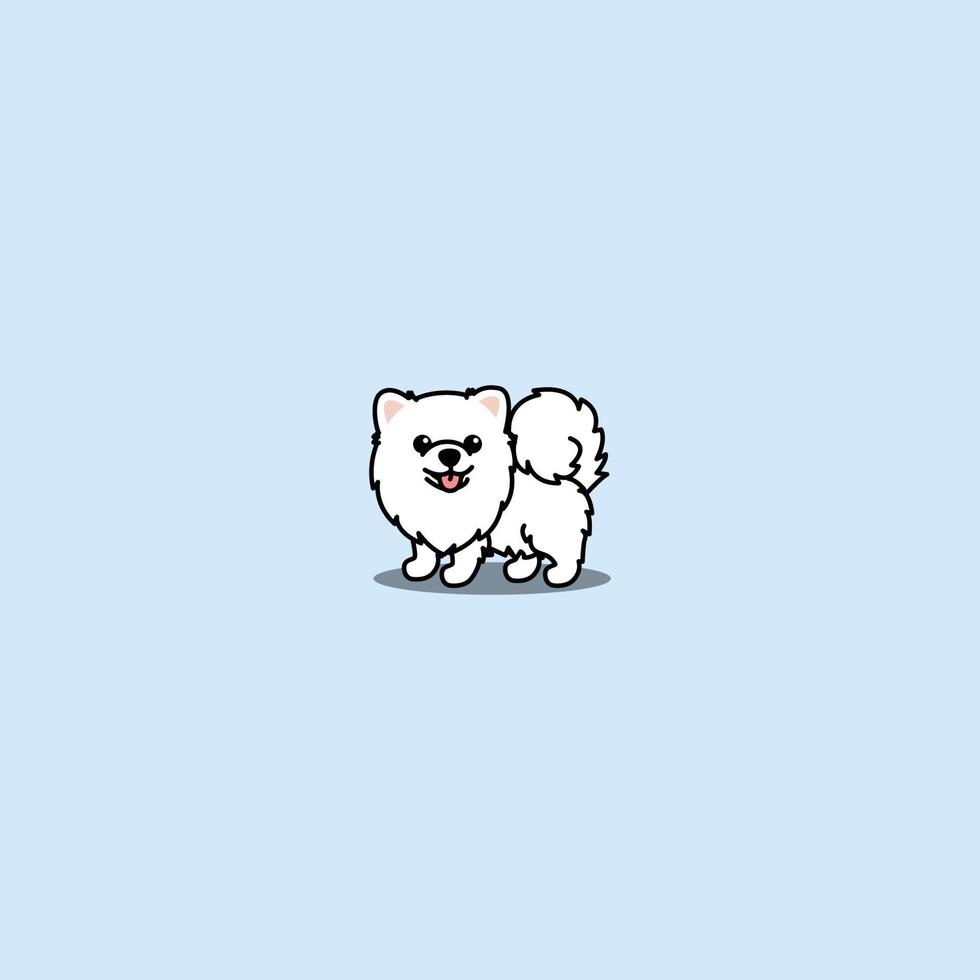 schattig pommeren puppy wit kleur tekenfilm, vector illustratie