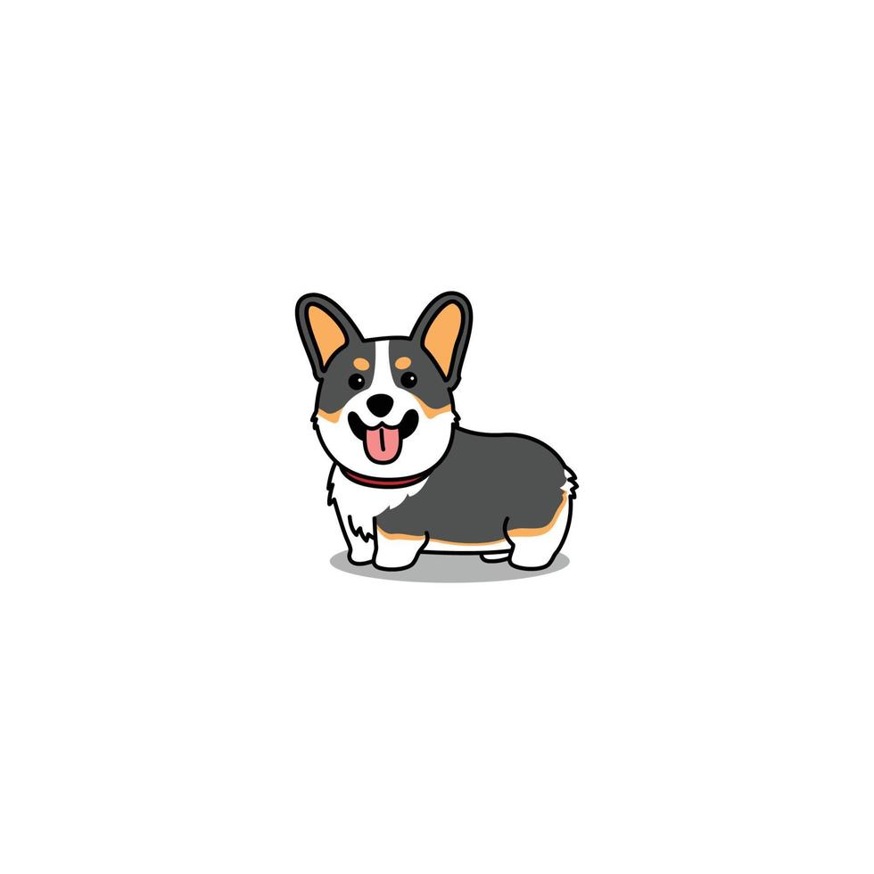 schattig corgi driekleur hond tekenfilm, vector illustratie