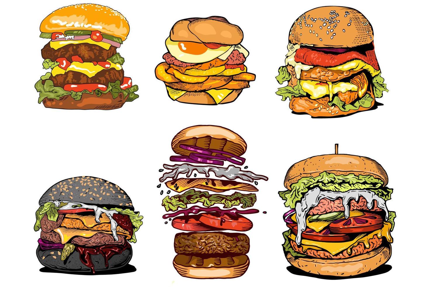 hamburger vector reeks verzameling grafisch clip art ontwerp