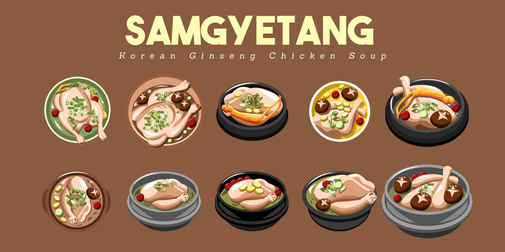 samgyetang vector reeks verzameling grafisch ontwerp