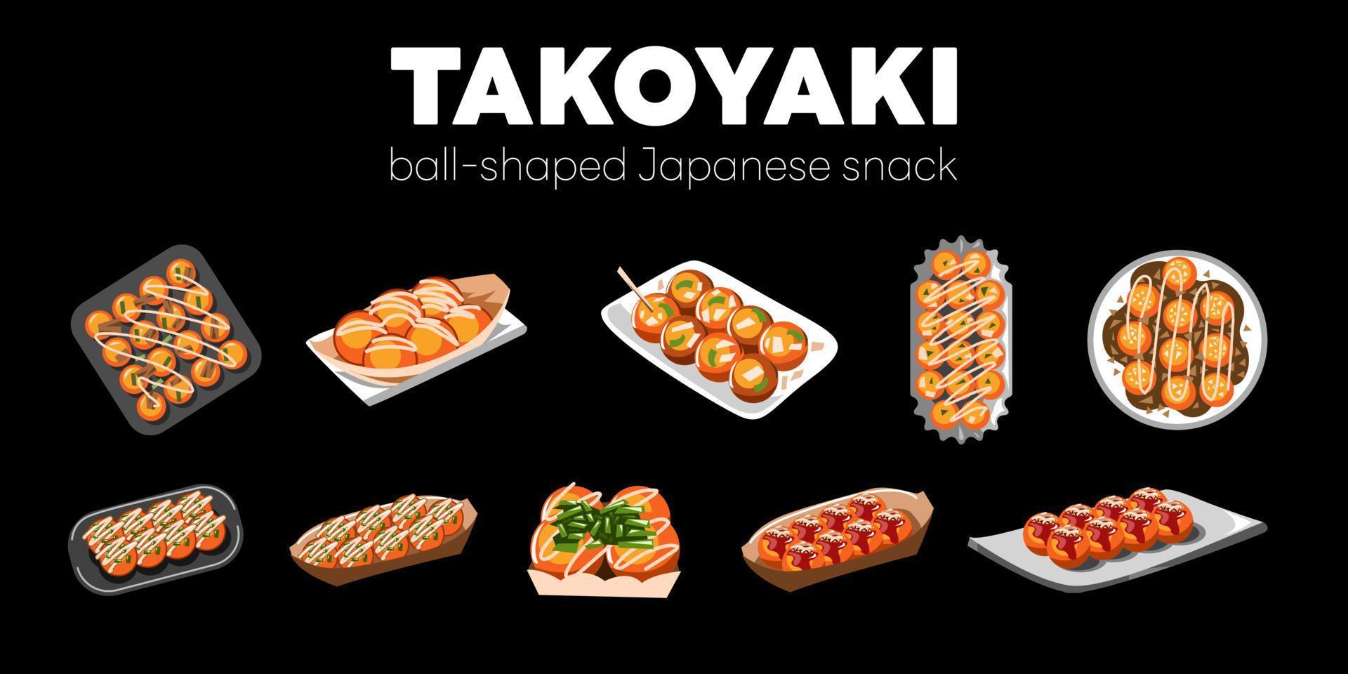 takoyaki vector reeks verzameling grafisch clip art ontwerp