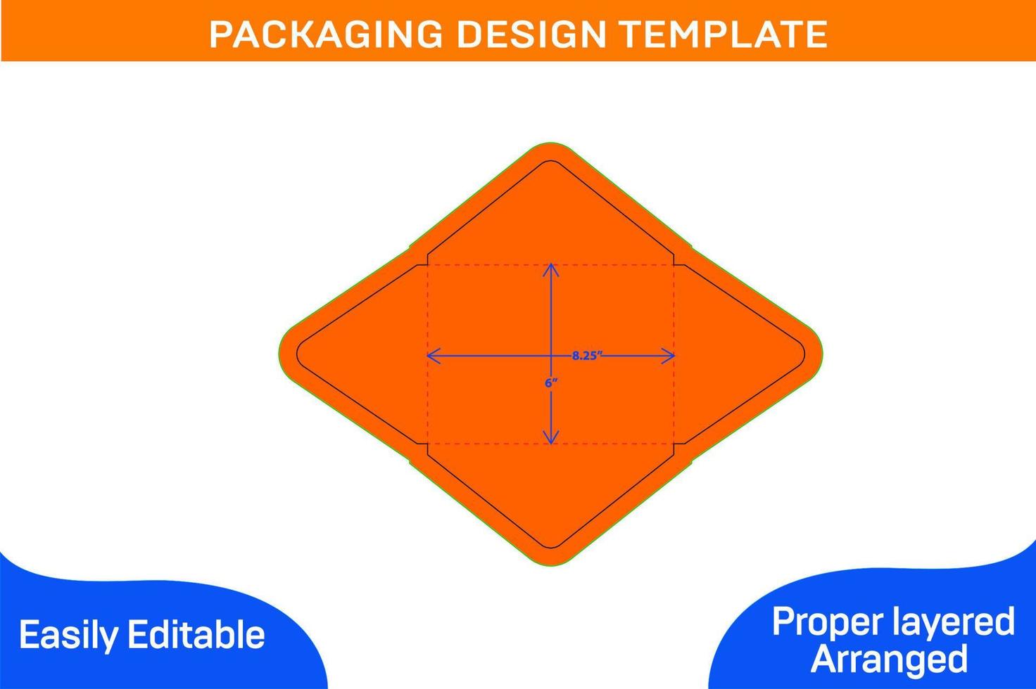 6x8.25 inch verpakking wees klep envelop dieline sjabloon en 3d envelop kleur ontwerp sjabloon vector