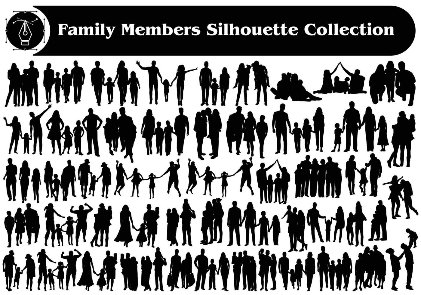 familie leden silhouet vector verzameling