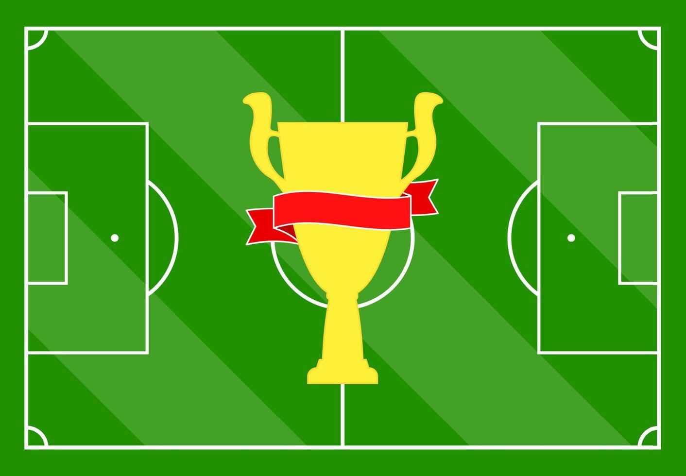 Amerikaans voetbal veld- met groen gras en met een goud kop met een rood lintje. vector illustratie