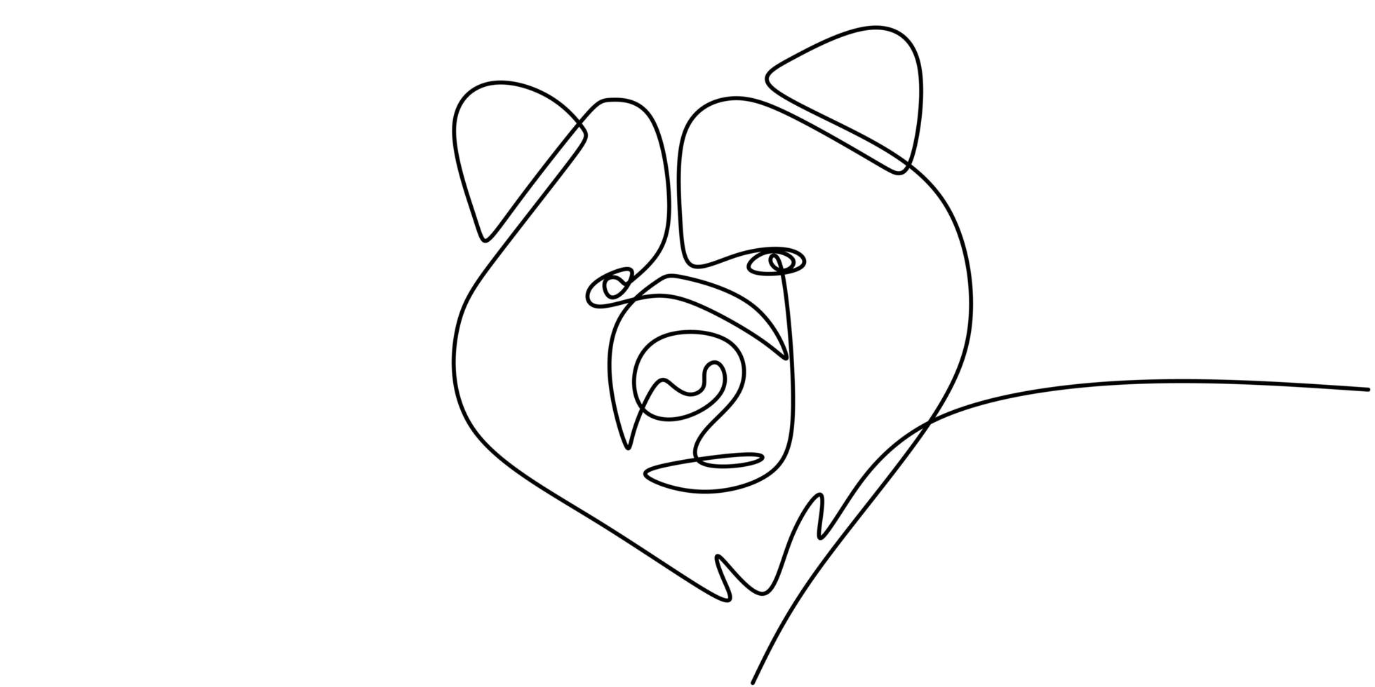 continue lijntekening van beer wilde dieren vectorillustratie. vector