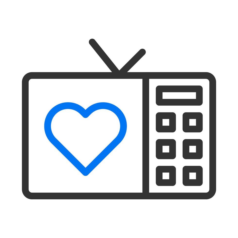 TV icoon blauw grijs stijl Valentijn illustratie vector element en symbool perfect.